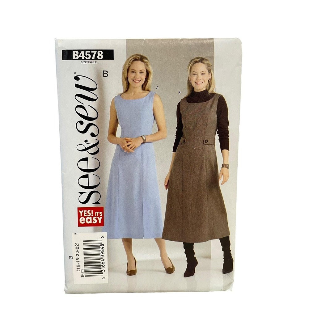 See & Sew B4578 Dress Pattern Size 16-22 Tall Easy Vintage Style